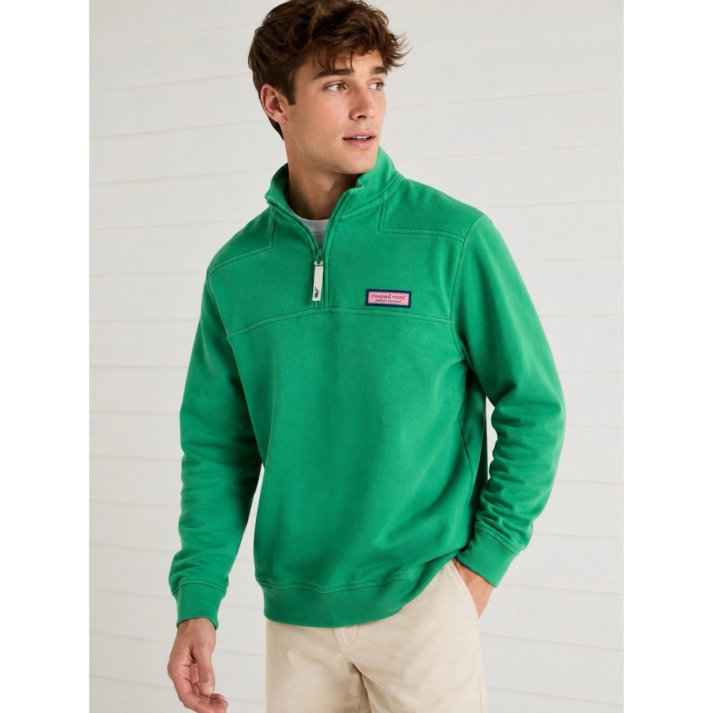 Vineyard Vines Women's Shep Shirt Quarter Zip Green Pullover Size S